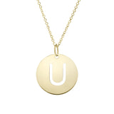14k Yellow Gold Initial Letter Round Pendant Necklace, 18"