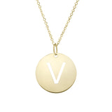 14k Yellow Gold Initial Letter Round Pendant Necklace, 18"