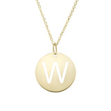 14k Yellow Gold Initial Letter Round Pendant Necklace, 18"