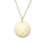 14k Yellow Gold Initial Letter Round Pendant Necklace, 18"