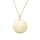 14k Yellow Gold Initial Letter Round Pendant Necklace, 18"