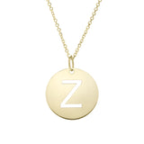 14k Yellow Gold Initial Letter Round Pendant Necklace, 18"