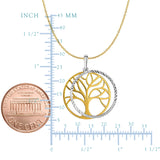 14k Yellow Gold Double Tree Of Life Charm Necklace, 18"
