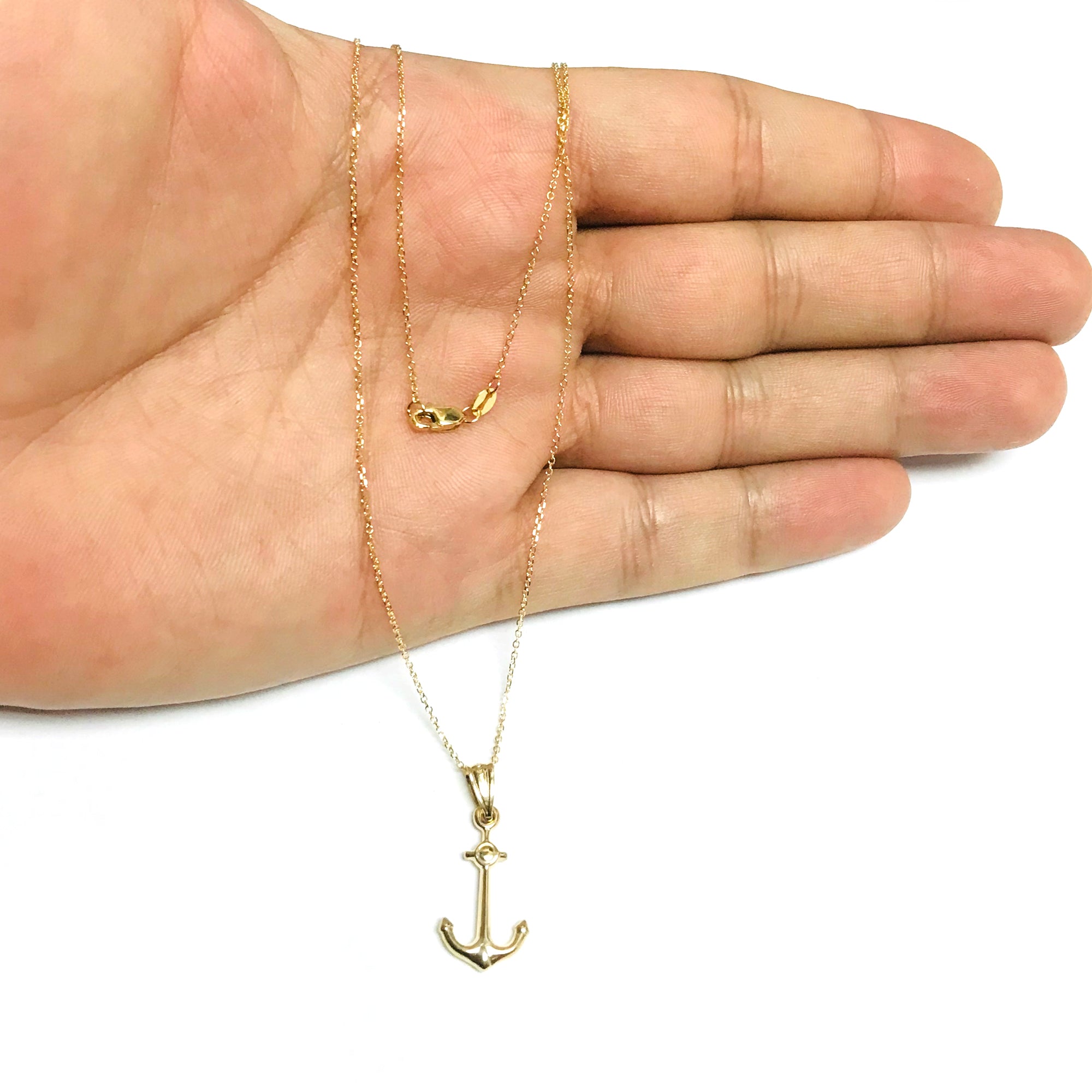 14k Yellow Gold Anchor Pendant Chain Necklace, 18" fine designer jewelry for men and women