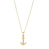 14k Yellow Gold Anchor Pendant Chain Necklace, 18"