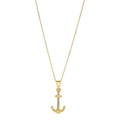 14k Yellow Gold Anchor Pendant Chain Necklace, 18" fine designer jewelry for men and women