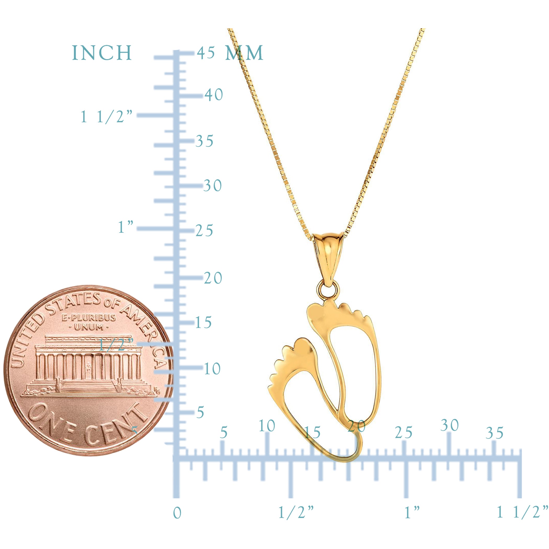 14k Yellow Gold Set of Foot Summer Necklace,18"