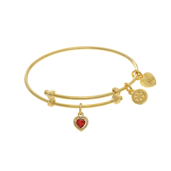 January Heart Shape CZ Birthstone Charm Adjustable Bangle Girls Bracelet