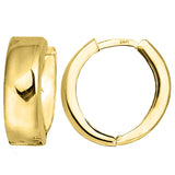 14k Yellow Gold Snuggable Huggie Earrings, Diameter 15mm