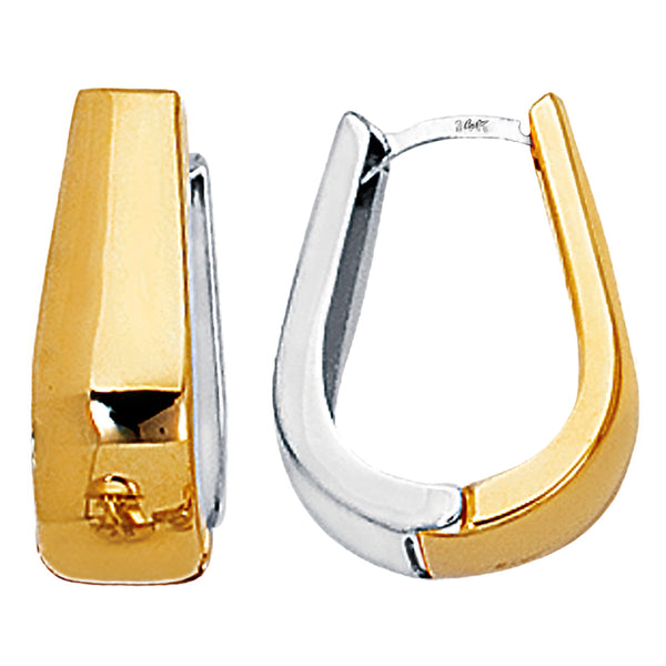 14k 2 Tone Gold Snuggable Huggie Reversible Earrings