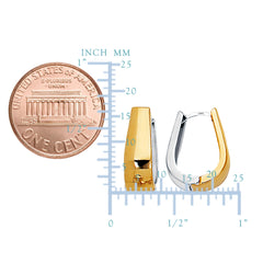 14k 2 Tone Gold Snuggable Huggie Reversible Earrings fine designer jewelry for men and women