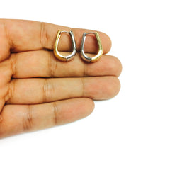 14k 2 Tone Gold Snuggable Huggie Reversible Earrings fine designer jewelry for men and women