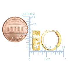 14K Yellow Gold Diamond Cut Textured Snuggable Earrings, Diameter 15mm fine designer jewelry for men and women