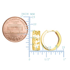 14K Yellow Gold Diamond Cut Textured Snuggable Earrings, Diameter 15mm