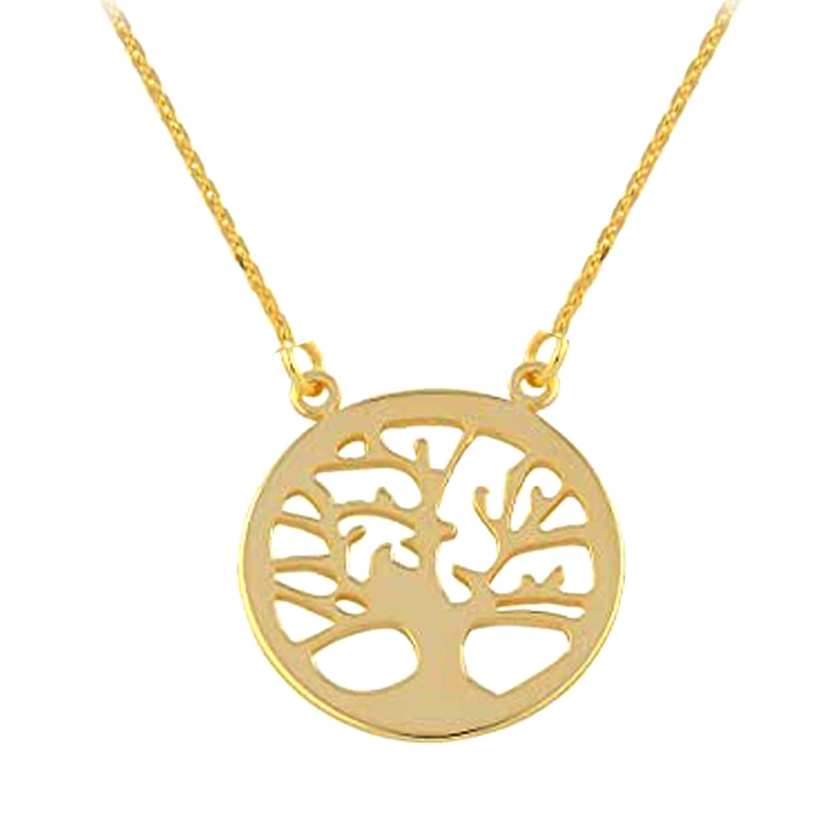 10K Yellow Gold Sideways Tree Of Life Pendant Necklace, 18" fine designer jewelry for men and women