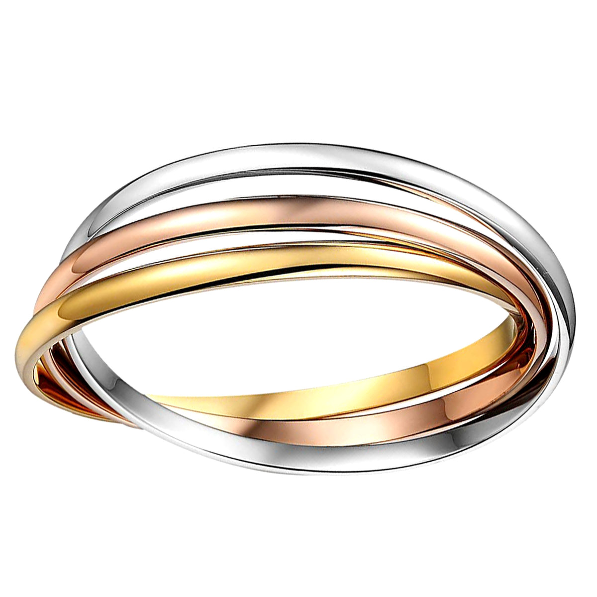 14 karat trefarget gull sammenlåsende armbånd for kvinner, 7,5" fine designersmykker for menn og kvinner
