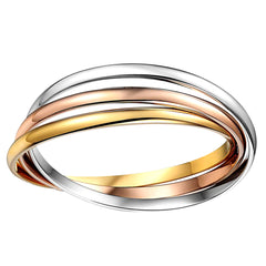 14k Tricolor Gold Interlocking Women's Bangle Bracelet, 7.5" fine designer jewelry for men and women