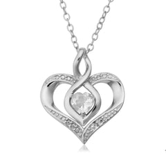 Collier de pierre de naissance en forme de cœur en argent sterling, bijoux de créateur raffinés de 18 pouces pour hommes et femmes