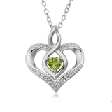Sterling Silver Heart Shape Gemstone Birthstone Necklace, 18"