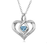 Sterling Silver Heart Shape Gemstone Birthstone Necklace, 18"
