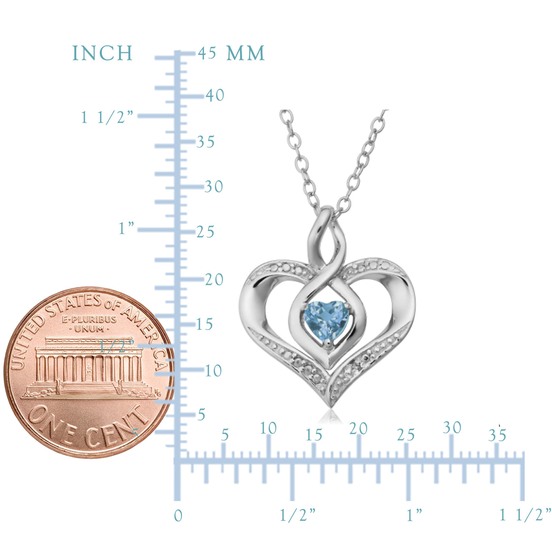 Sterling sølv hjerteform edelsten Birthstone halskjede, 18" fine designer smykker for menn og kvinner