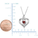 Sterling Silver Heart Shape Gemstone Birthstone Necklace, 18"