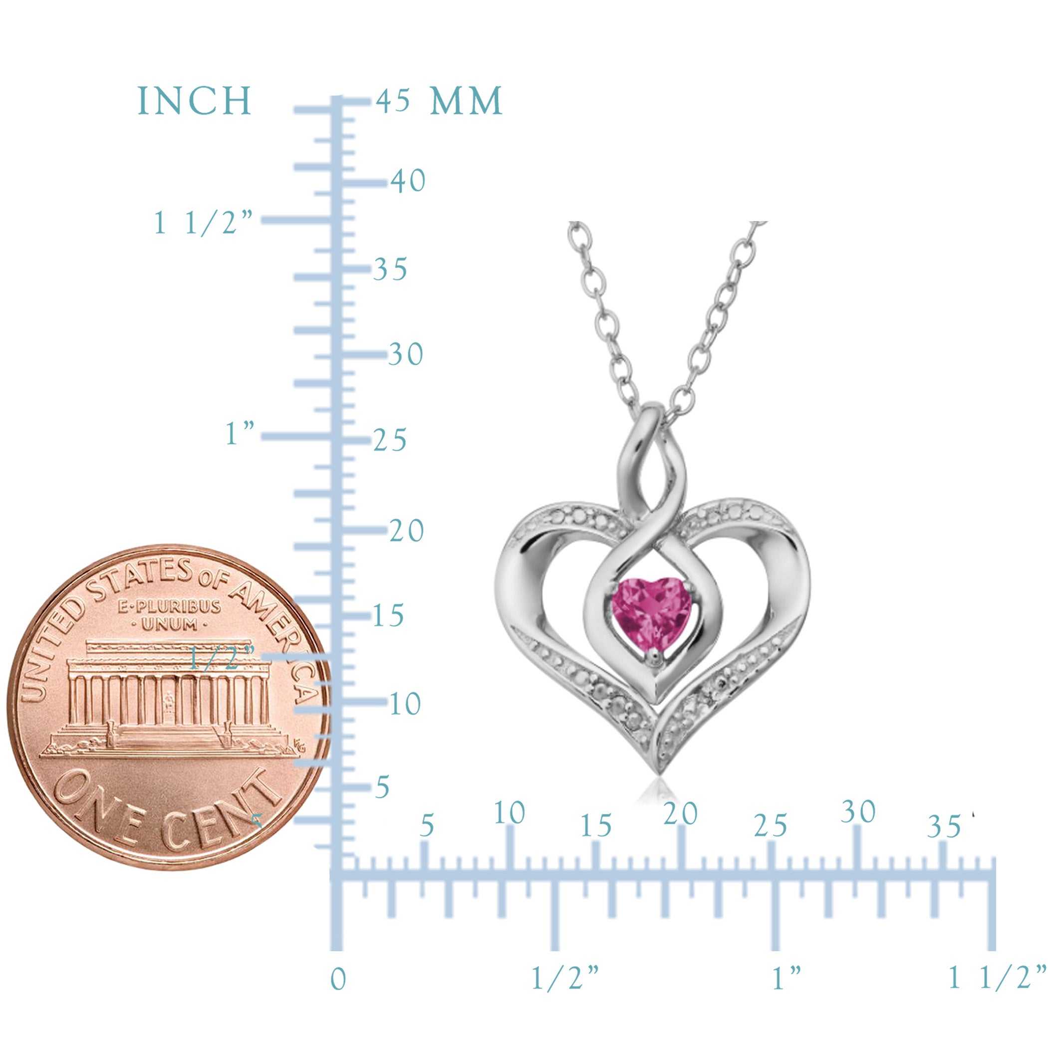Sterling sølv hjerteform edelsten Birthstone halskjede, 18" fine designer smykker for menn og kvinner
