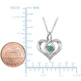 Sterling Silver Heart Shape Gemstone Birthstone Necklace, 18"