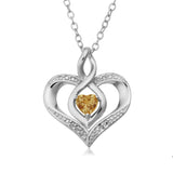 Sterling Silver Heart Shape Gemstone Birthstone Necklace, 18"