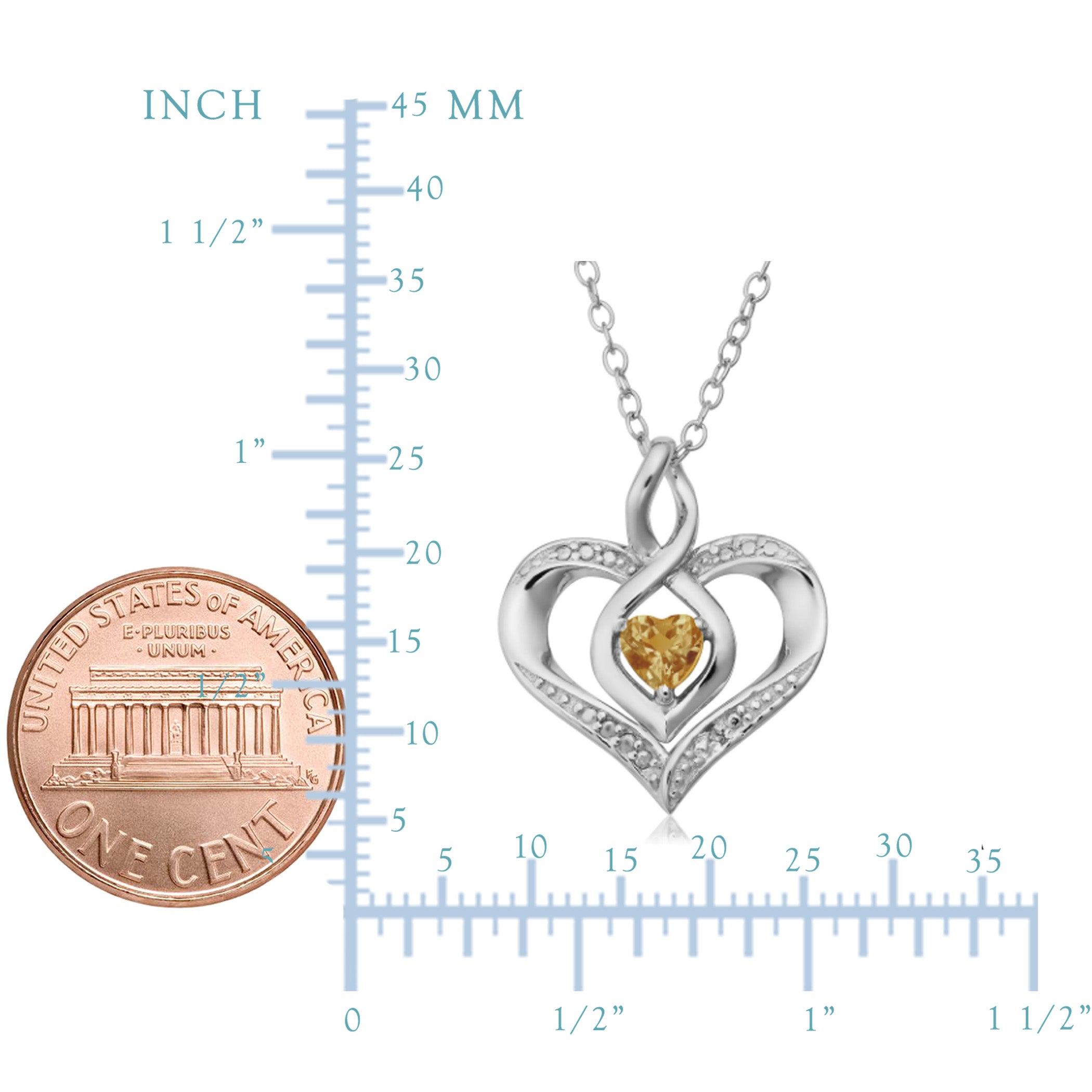 Sterling sølv hjerteform edelsten Birthstone halskjede, 18" fine designer smykker for menn og kvinner