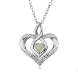 Sterling Silver Heart Shape Gemstone Birthstone Necklace, 18"