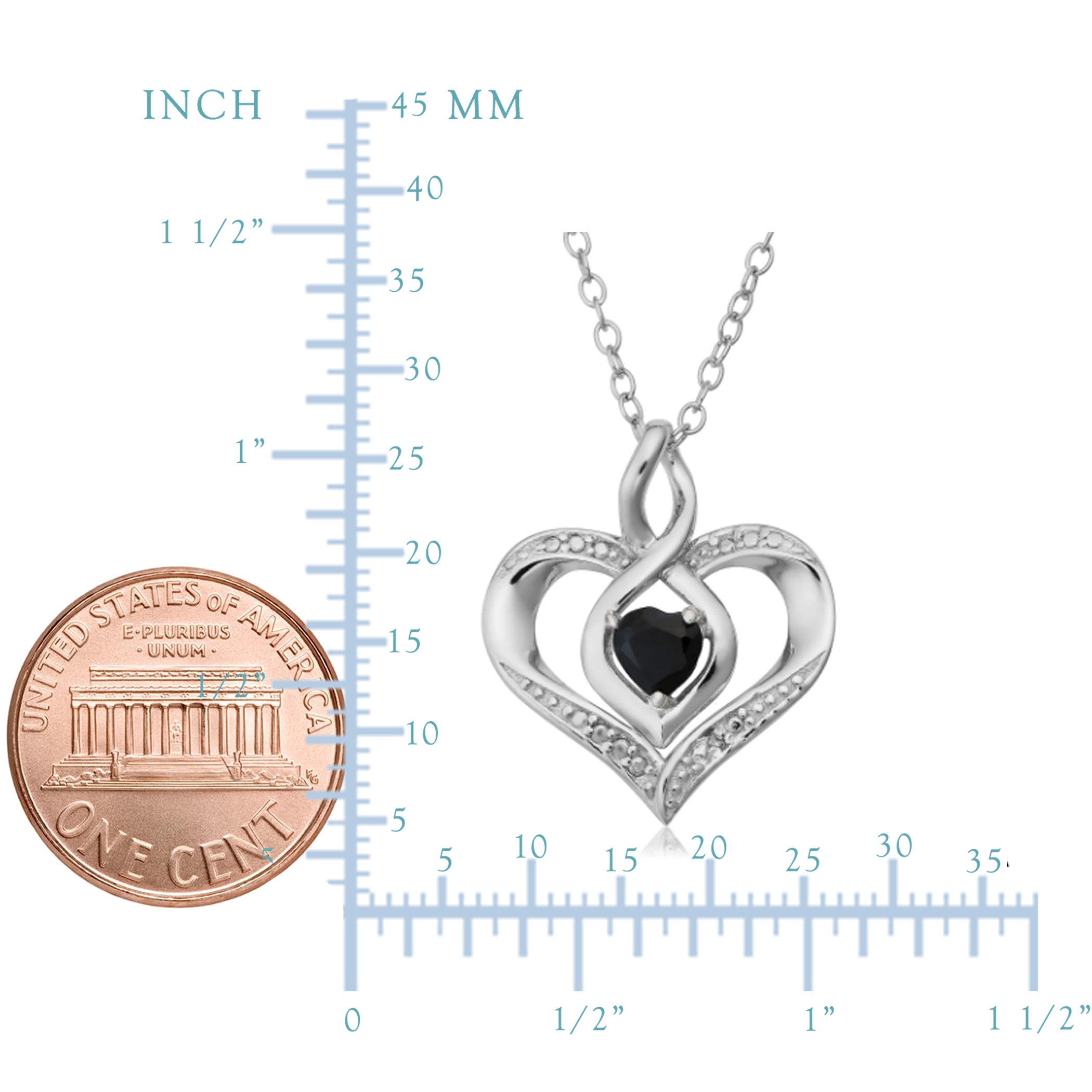 Collar de plata de ley con piedra natal de piedras preciosas en forma de corazón, joyería fina de diseño de 18 "para hombres y mujeres