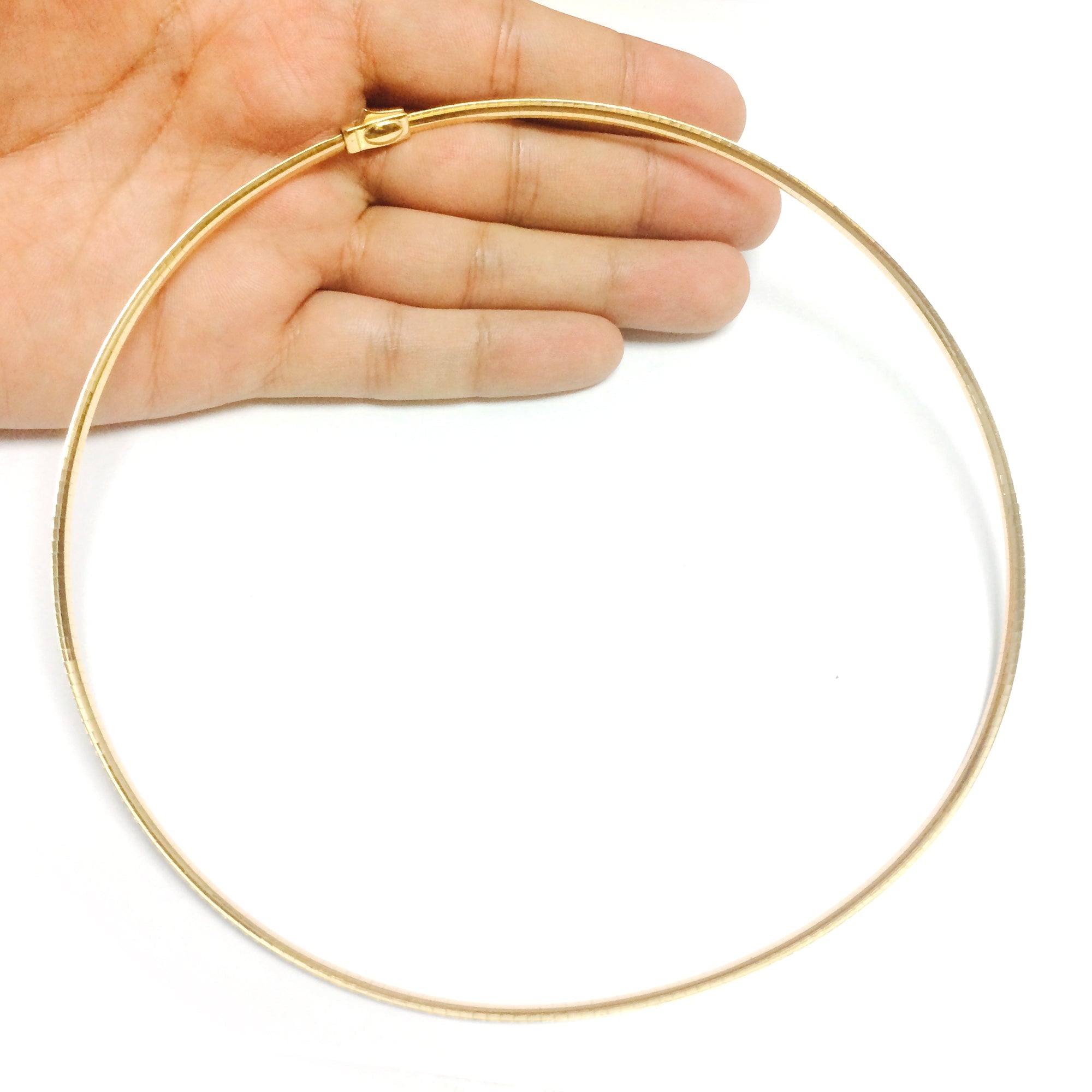 Two Tone Reversible Omega Chain Necklace In 14k Yellow Gold And Sterling Silver, 3mm - JewelryAffairs