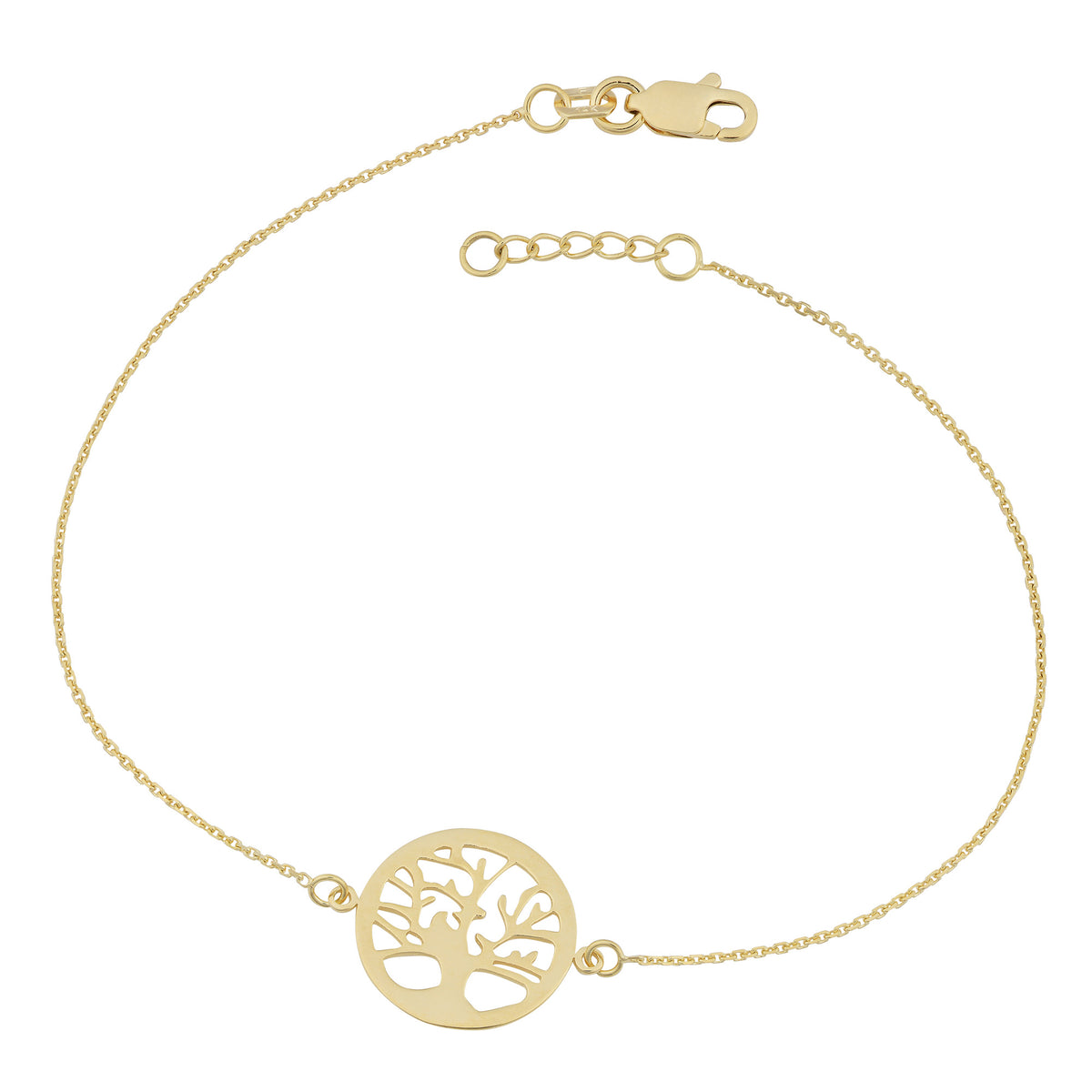 14k Yellow Gold Tree Of Life Adjustable Womens Bracelet, 7.5" fine designer jewelry for men and women