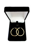 14K Yellow Gold 3MM Shiny Round Tube Hoop Earrings