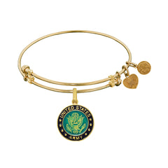 U.S. Army With Enamel Charm Expandable Bangle Bracelet, 7.25" - JewelryAffairs