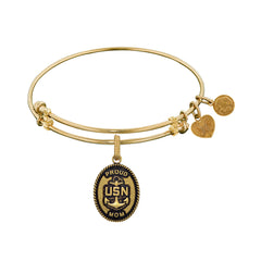 U.S. Navy Proud Mom Charm Expandable Bangle Bracelet, 7.25"