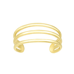 Anello da piede regolabile con tripla barra in oro giallo 14 carati da 6,5 ​​mm, gioielli di design per uomo e donna
