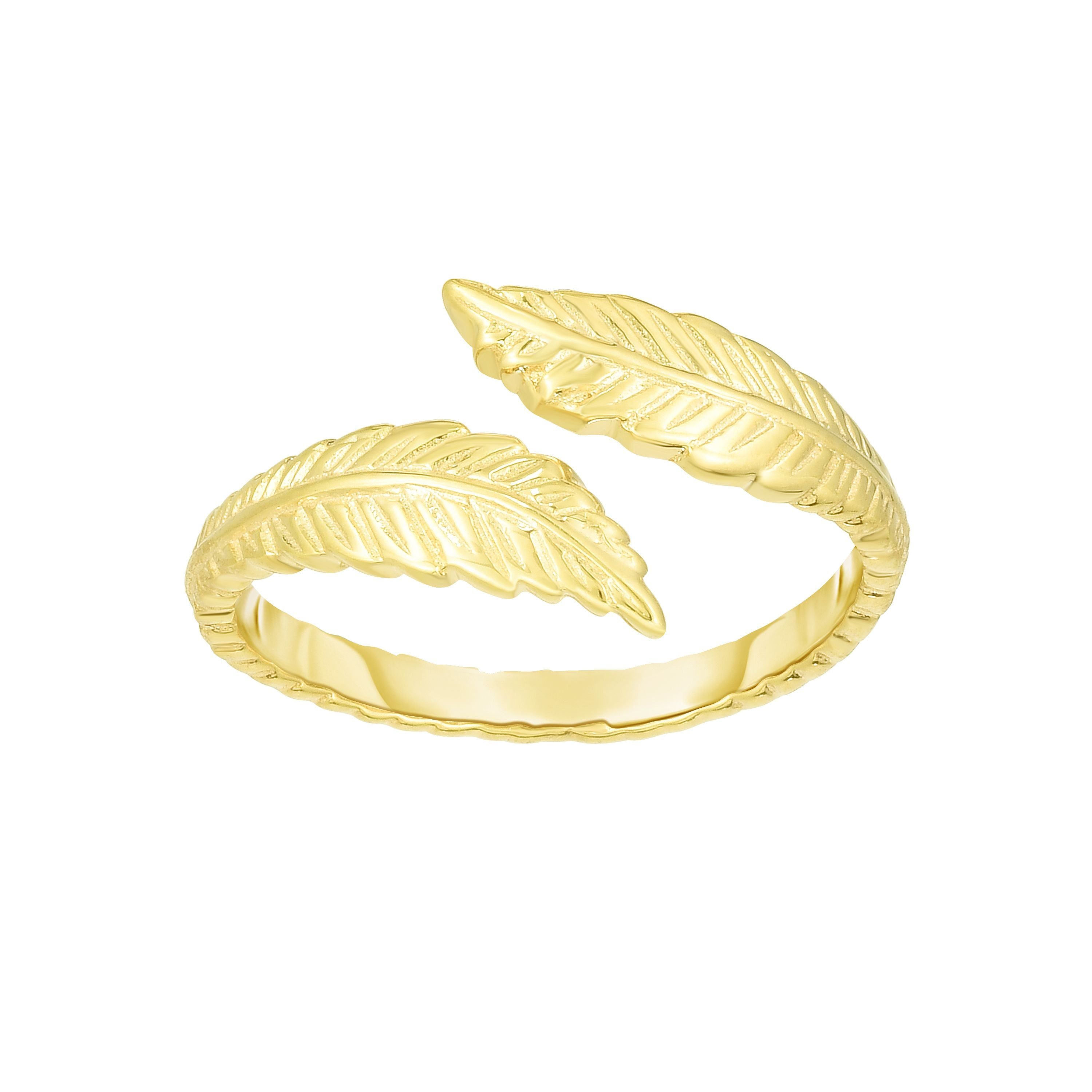 Anillo de dedo del pie ajustable con hoja de oro amarillo de 14 quilates, joyería fina de diseño de 9 mm para hombres y mujeres