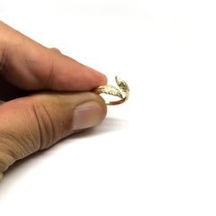 Anillo de dedo del pie ajustable con hoja de oro amarillo de 14 quilates, joyería fina de diseño de 9 mm para hombres y mujeres