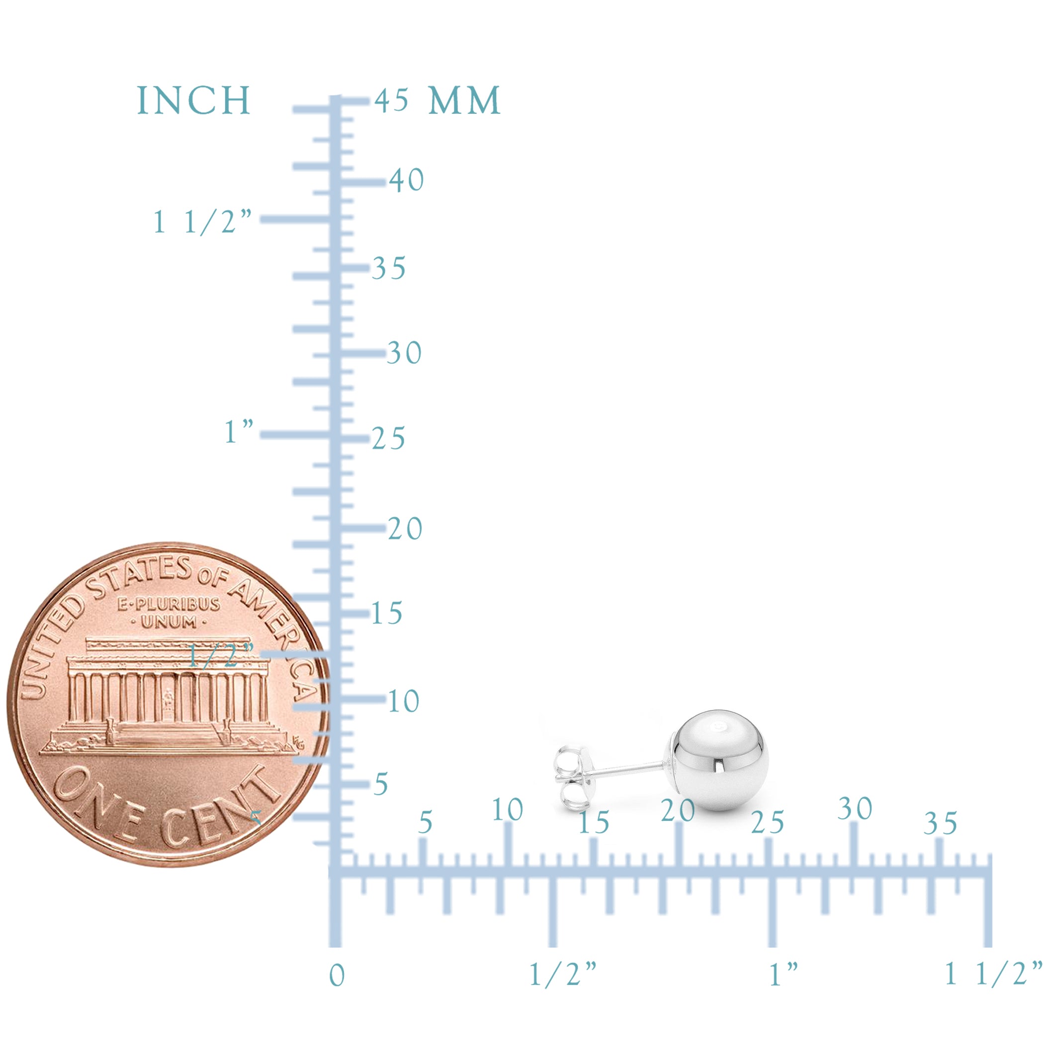 14K hvitt gull Ball Stud øredobber fine designer smykker for menn og kvinner