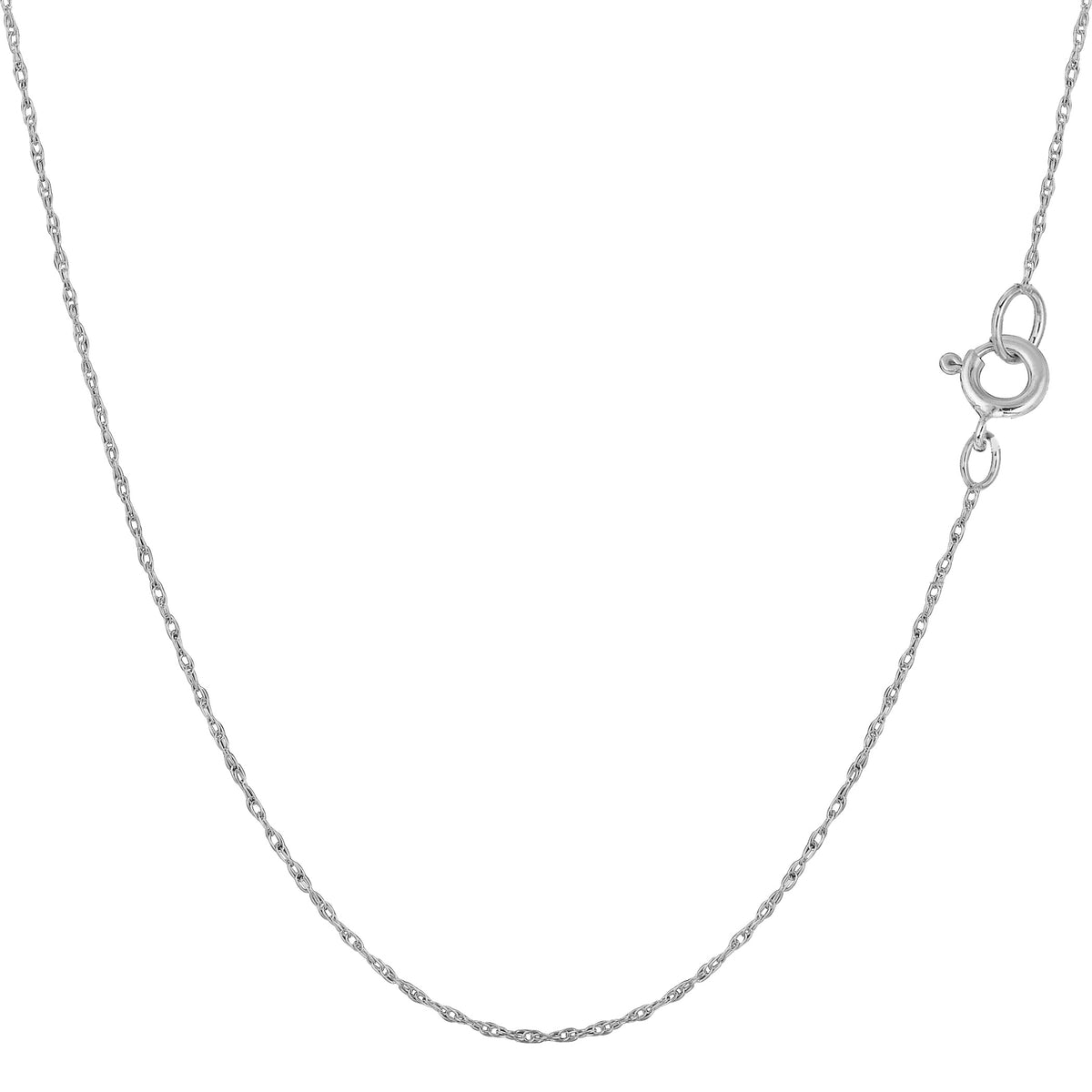 Collar de cadena de cuerda de oro blanco de 14 k, joyería fina de diseño de 0,4 mm para hombres y mujeres