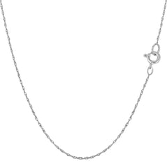 Collar de cadena de cuerda de oro blanco de 14 k, joyería fina de diseño de 0,5 mm para hombres y mujeres