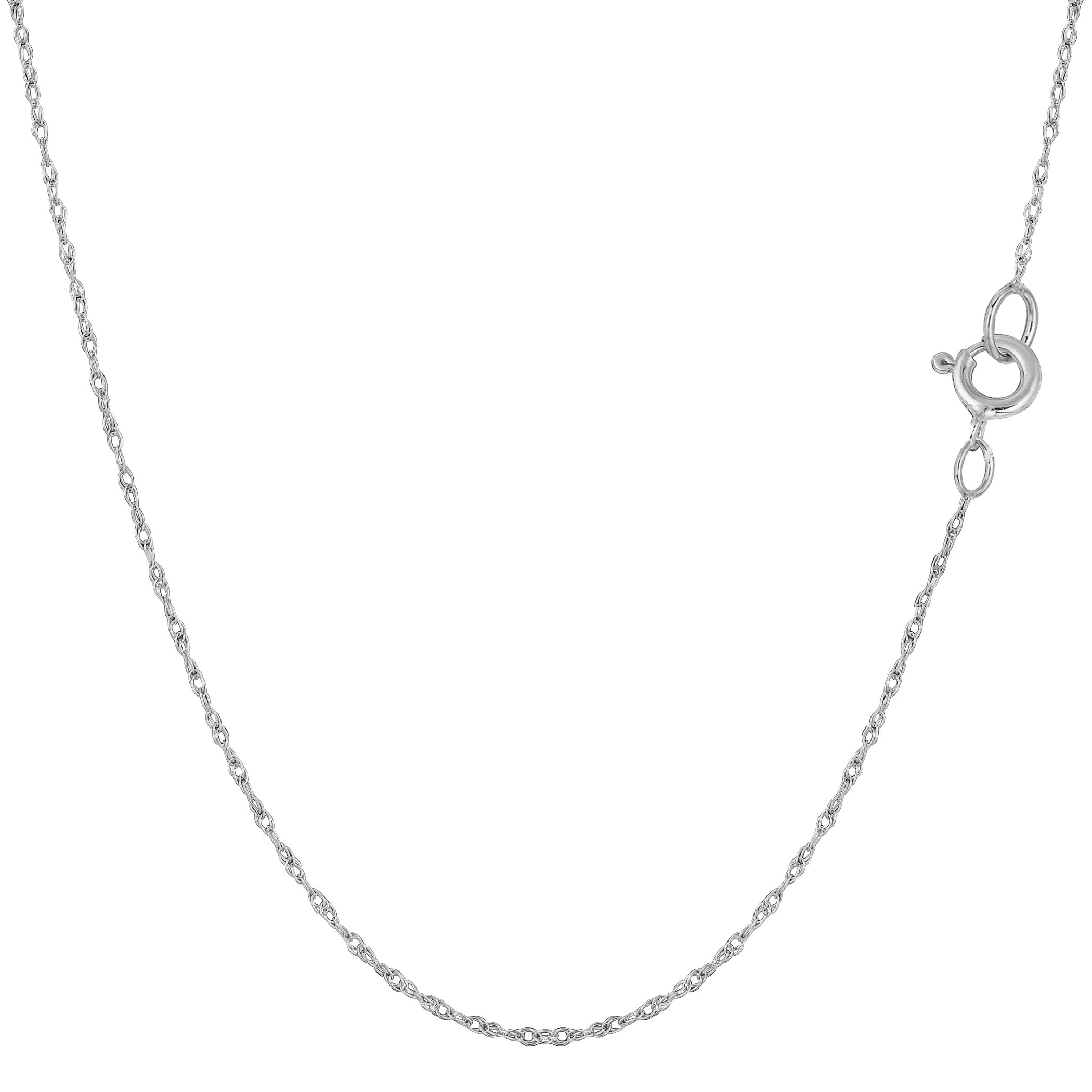 Collar de cadena de cuerda de oro blanco de 14 k, joyería fina de diseño de 0,6 mm para hombres y mujeres