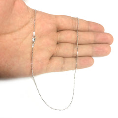 14k White Gold Diamond Cut Bead Chain Necklace, 1.2mm