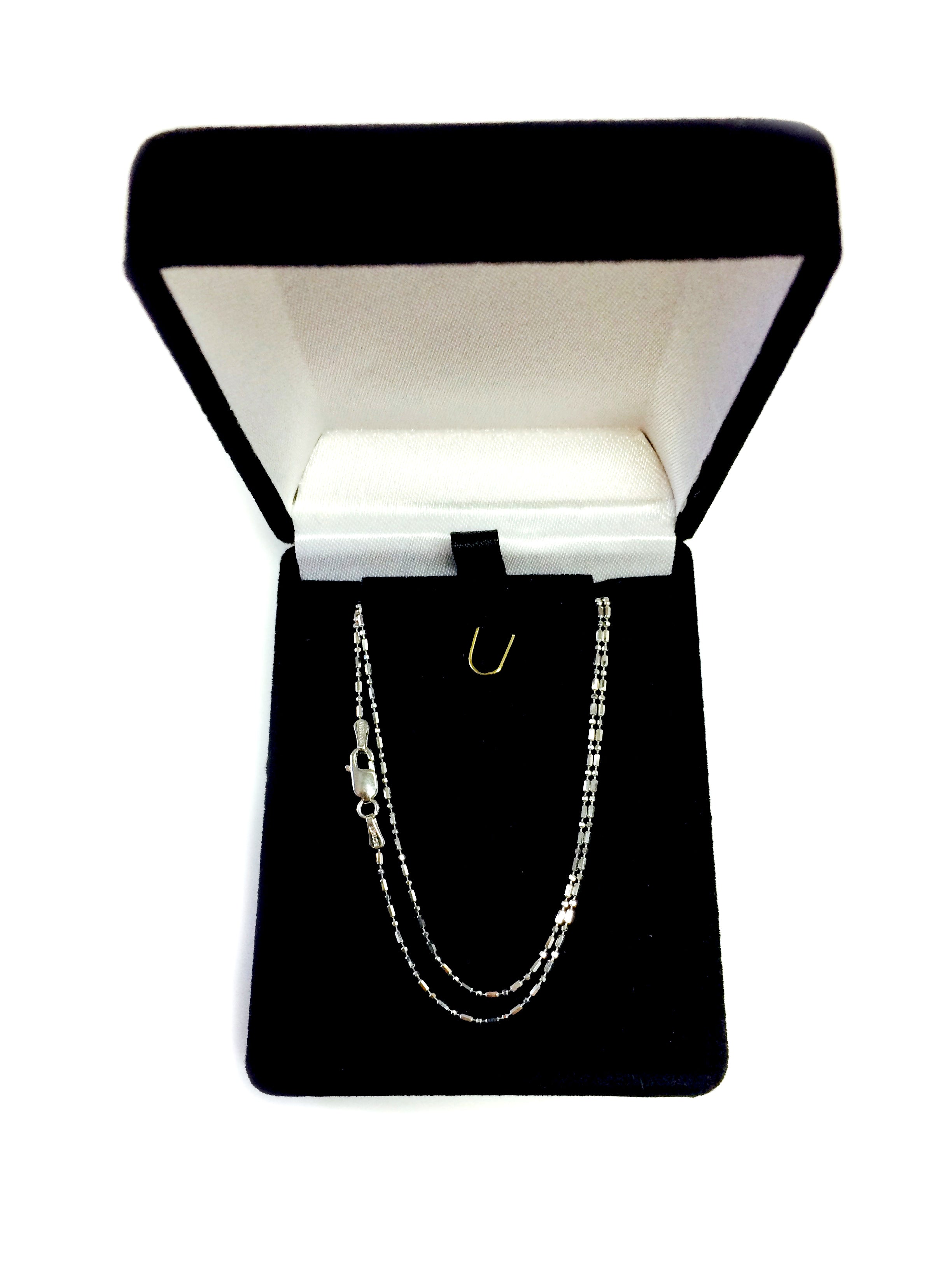 14k vitguld Diamond Cut Bead Chain Halsband, 1,0 mm fina designersmycken för män och kvinnor