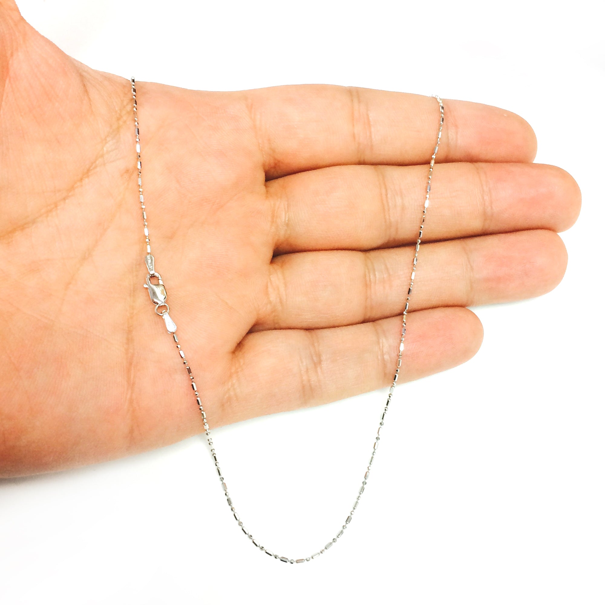 Collier chaîne de perles taillées en diamant en or blanc 14 carats, bijoux de créateur fins de 1,0 mm pour hommes et femmes