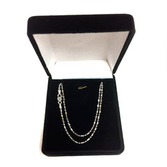 14k White Gold Diamond Cut Bead Chain Necklace, 1.5mm