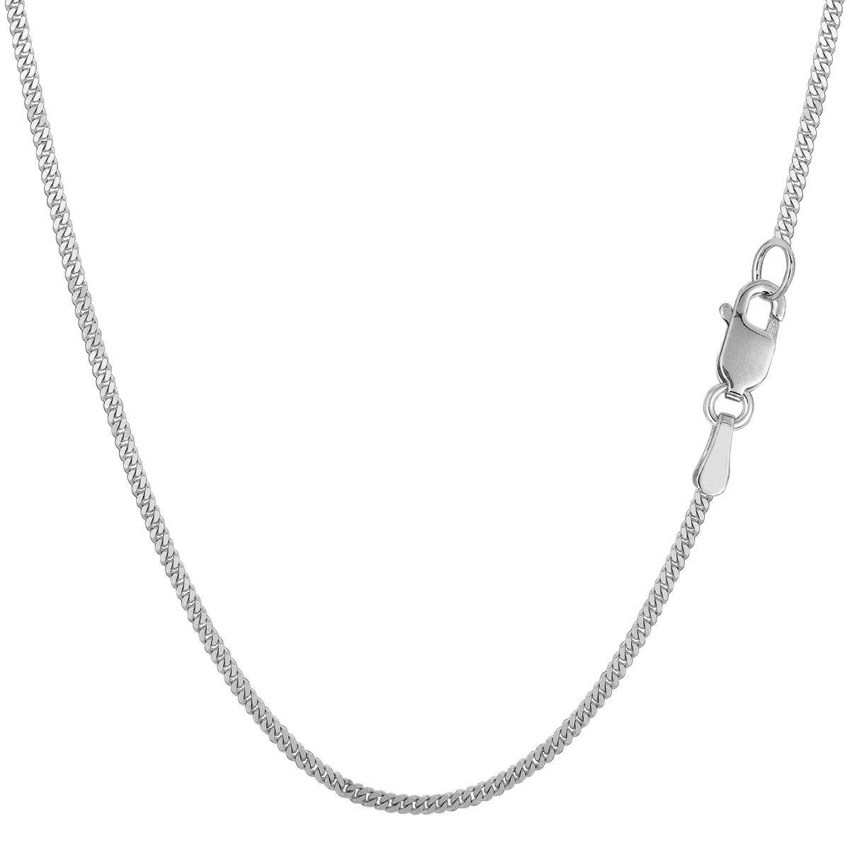 Collar de cadena Gourmette de oro blanco de 14 k, joyería fina de diseño de 1,5 mm para hombres y mujeres
