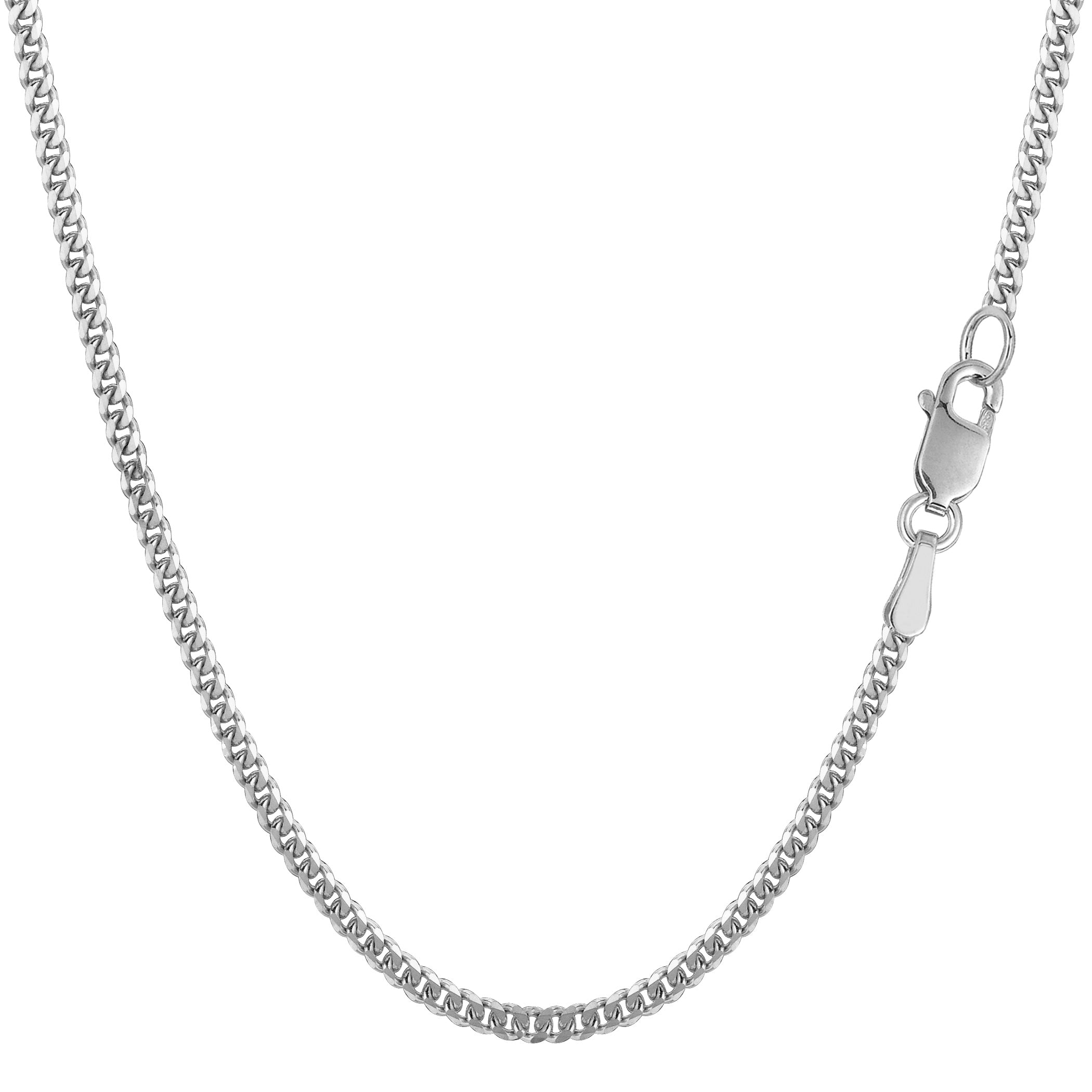 14k White Gold Gourmette Chain Necklace, 2.0mm